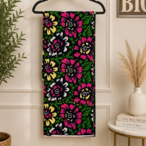African Floral Print Wax Fabric | 5 Yards | Pink & Yellow Batik Ankara Material